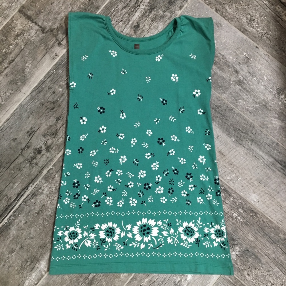 Tea Collection sleeveless green floral dress, 5